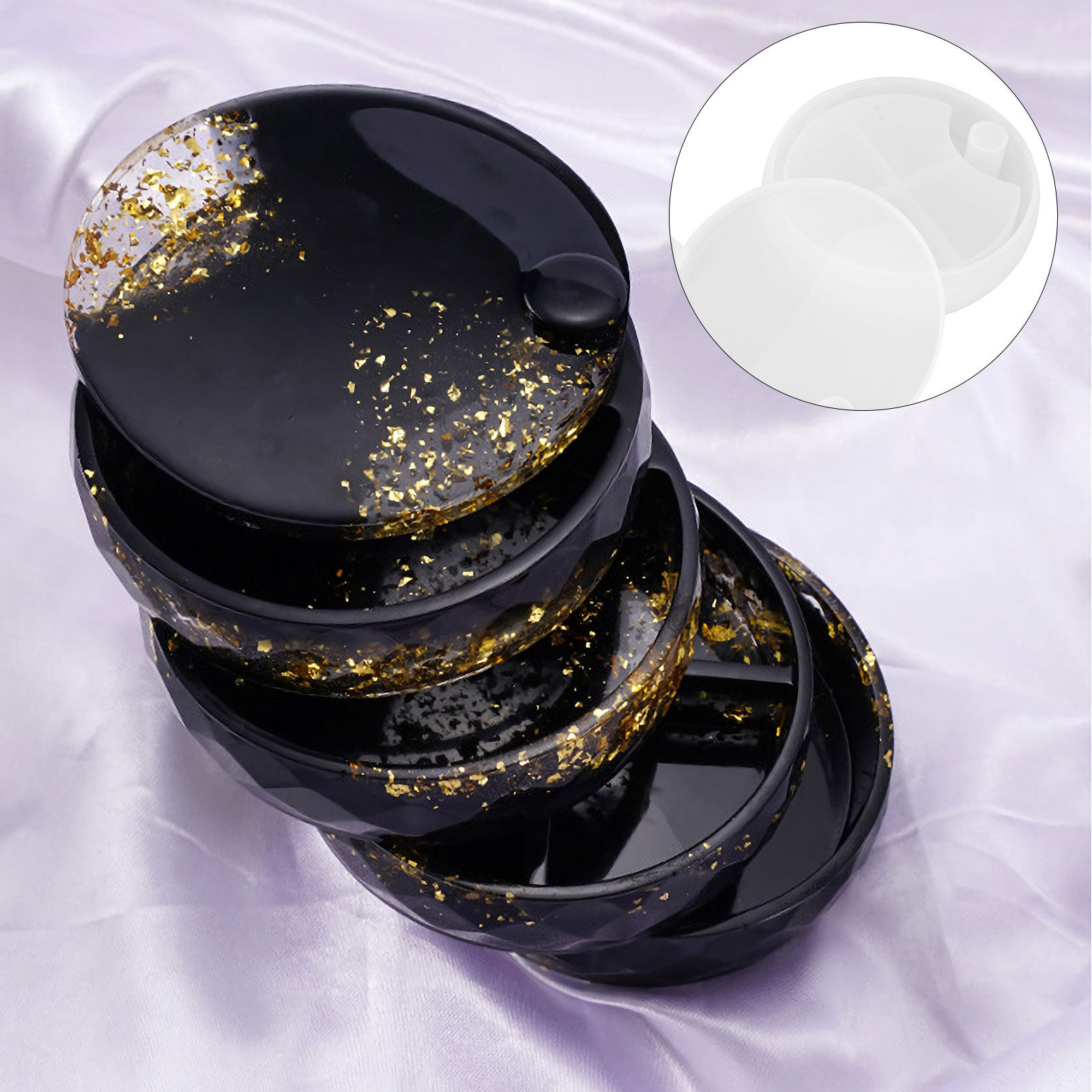 Silicone Epoxy Resin Molds Set - 6 個のシリコーンエポキシ樹脂モールドセットジュエリーボックスクラフト用柔軟な再利用可能な DIY クラフトアクセサリー小型ポータブルアートクラフト