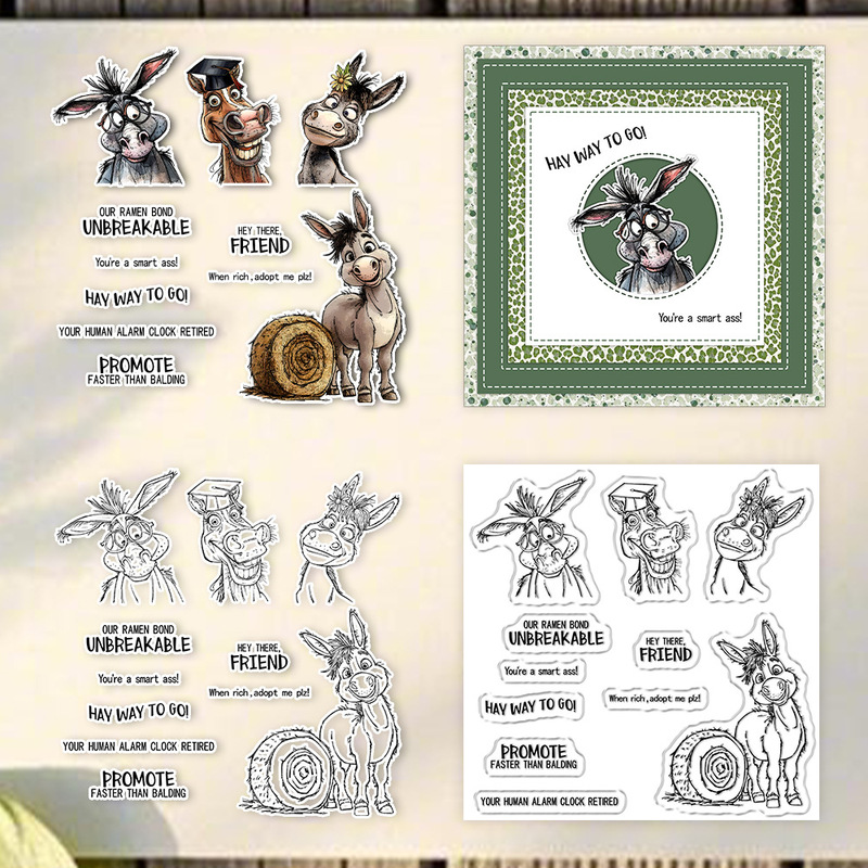 Clear Silicone Stamps For Card Making - サンクラフト卒業シーズンおもしろロバクリアスタンプ DIYスクラップブッキング用品 カード作成用シリコンスタンプ アルバムクラフトデコレーション