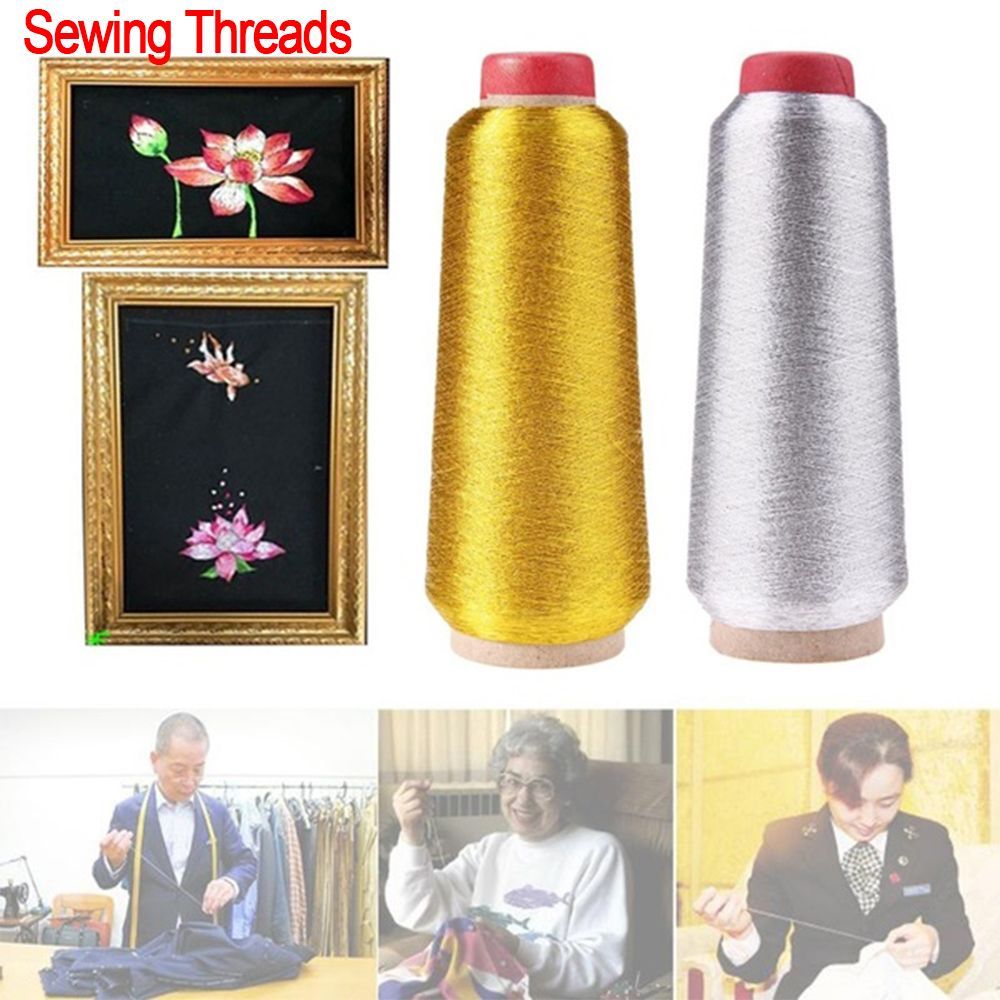 Cotton Embroidery Thread Skeins - コンピュータークロスステッチ刺繍糸,金属糸,手織り,ゴールドとシルバー,縫製糸,3000m