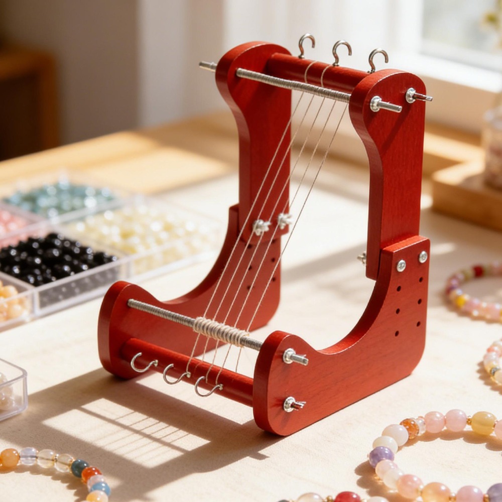 Craft Tools - 木製ビーズ織り機キット、長さ調節可能、デスクトップ織りツール、DIYブレスレットネックレスジュエリー製作クラフト用品（大人向け）