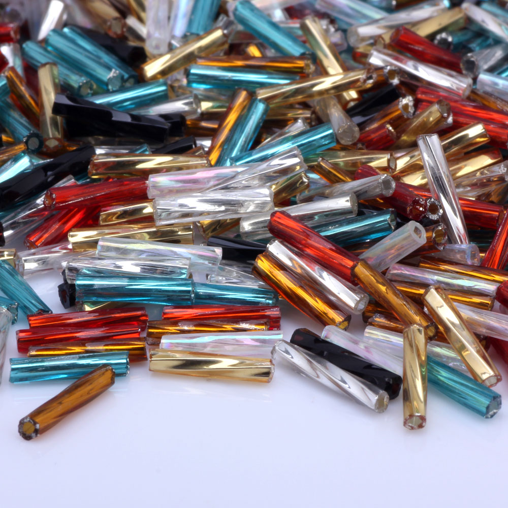 Glass Seed Beads 2Mm Jewelry Making - OlingArt 混合色チューブ 2x9mm 20 グラム/ロットツイストバグルガラスシードビーズ DIY