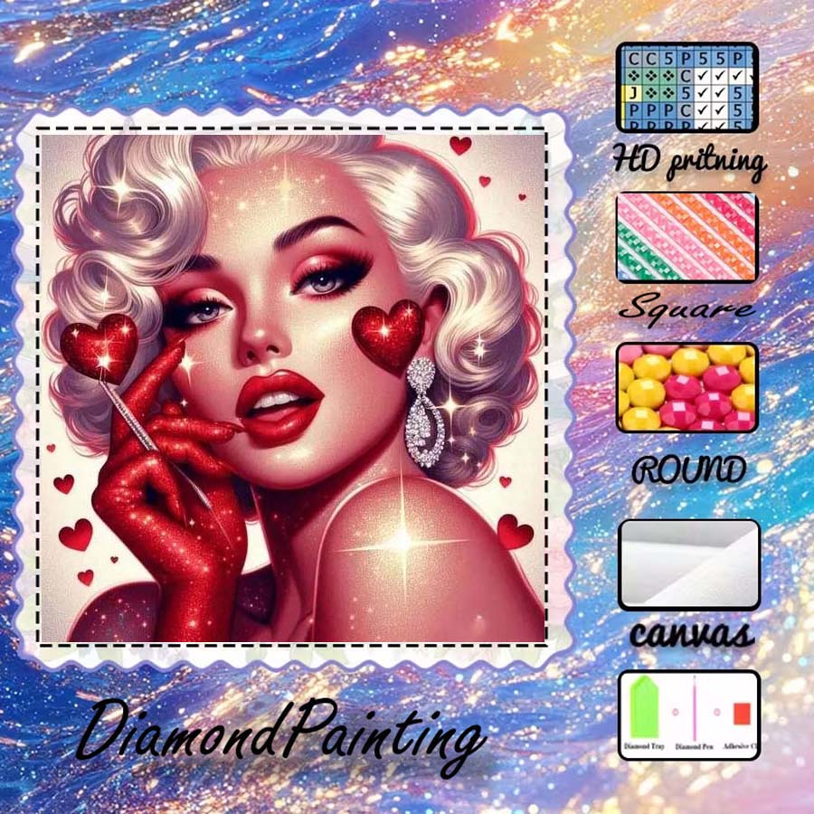 5D Diamond Painting Kit Full Drill - 1 ピース 5D DIY フロッキング布、特殊ドリル、ダイヤモンドペインティングキット、美しい女性、ハート型、パターンモザイク、ダイヤモンドアート