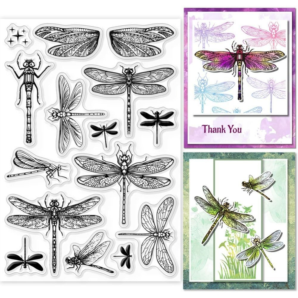 Clear Silicone Stamps For Card Making - トンボクリアスタンプDIYスクラップブッキング、昆虫シリコンスタンプ、カード作成用シール写真