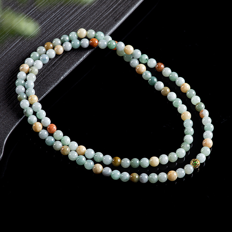 Beading - ビルマ翡翠ビーズブレスレットネックレス本物のジュエリーチャームアミュレットストーンヴィンテージ天然ビルマ翡翠彫刻宝石バングル
