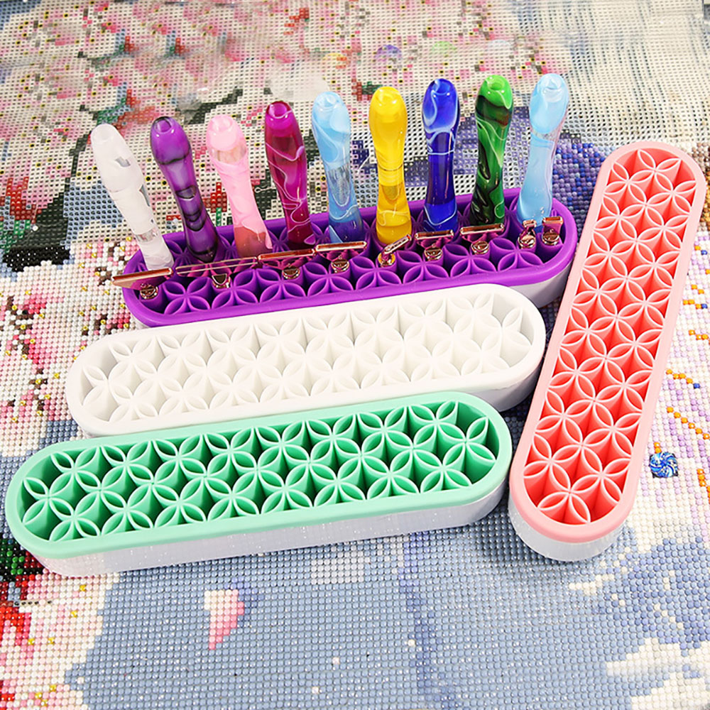 Painting Supplies - ダイヤモンドペインティングツール用シリコンペンホルダー、レジンペン用ソフトインサートスタンドオーガナイザー、DIYクラフト用品収納アクセサリー