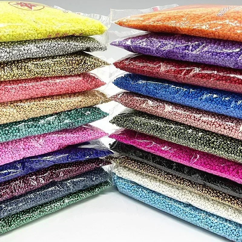 Glass Seed Beads 2Mm Jewelry Making - 10g カラフルなガラスシードビーズ ラッカー効果のある焼きガラスビーズ ジュエリー作り DIY ネックレス