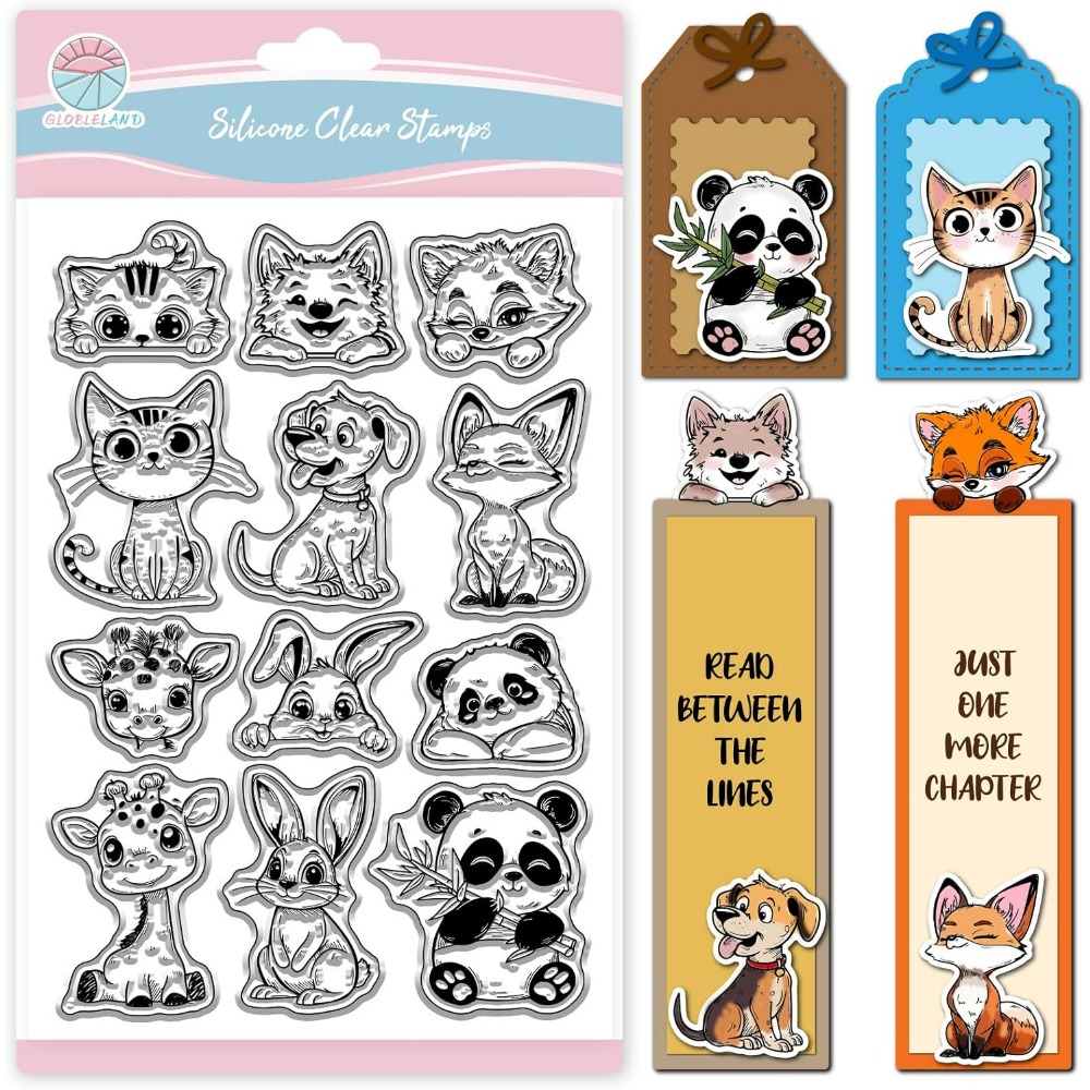 Clear Silicone Stamps For Card Making - 猫犬ウサギクリアスタンプスクラップブッキング用パンダキツネキリンシリコーンスタンプかわいい動物透明スタンプカード作成用