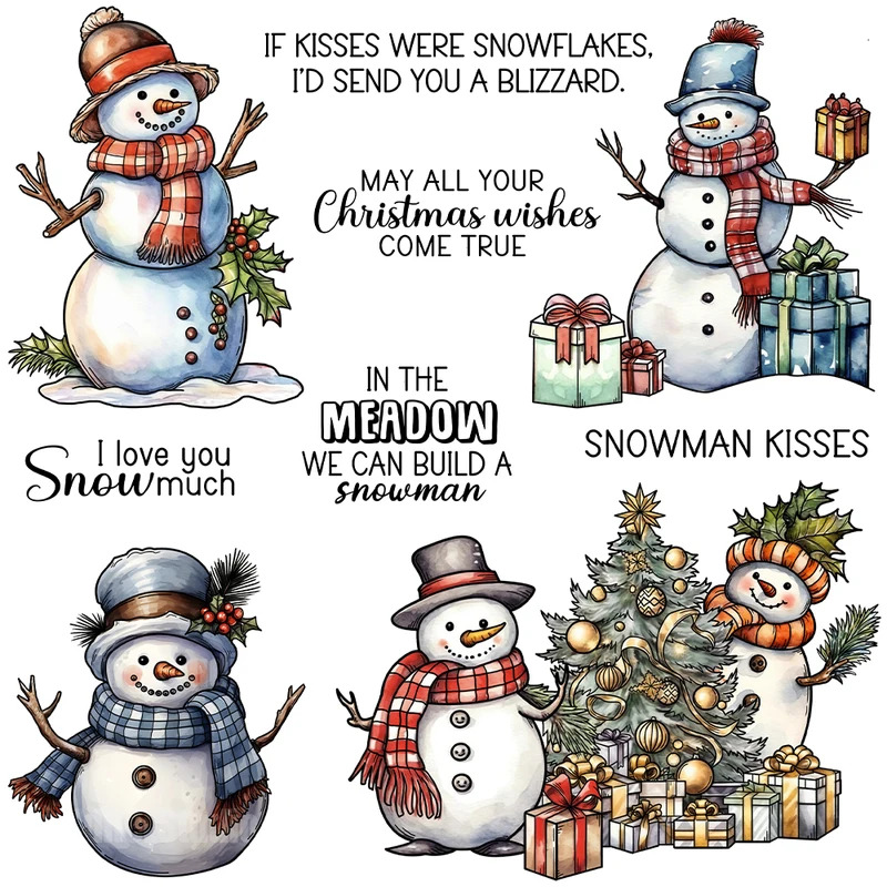 Clear Silicone Stamps For Card Making - 冬の雪だるまクリスマスカッティングダイクリアスタンプ DIY スクラップブッキング金属ダイシリコンスタンプアルバムカード作成用