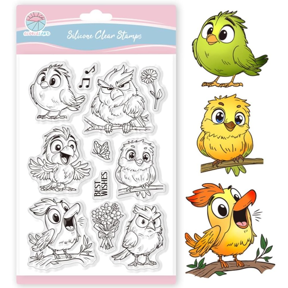 面白い鳥クリアスタンプスクラップブッキング用花蝶シリコーンス - Clear Silicone Stamps For Card Making のレビューと価格