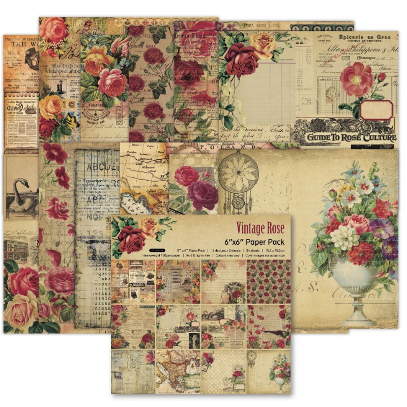 スクラップブックパッド各種パターンデコパージュカードストック - Vintage Junk Journal Scrapbooking Paper のレビューと価格