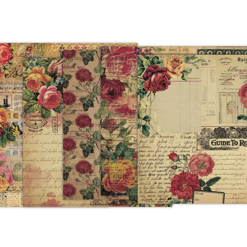 スクラップブックパッド各種パターンデコパージュカードストック - Vintage Junk Journal Scrapbooking Paper のレビューと価格