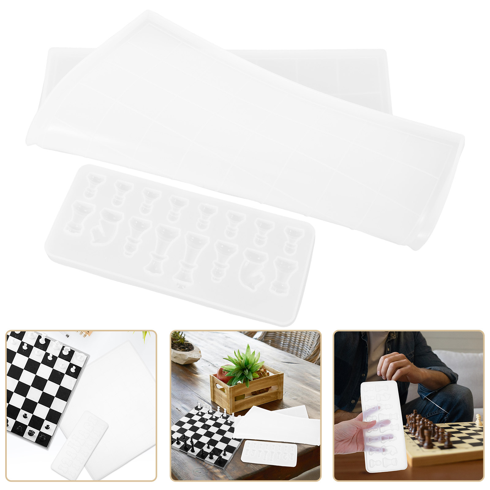 シリコンチェス盤フルサイズ型セット DIYエポキシ樹脂チェス - Silicone Epoxy Resin Molds Set のレビューと価格