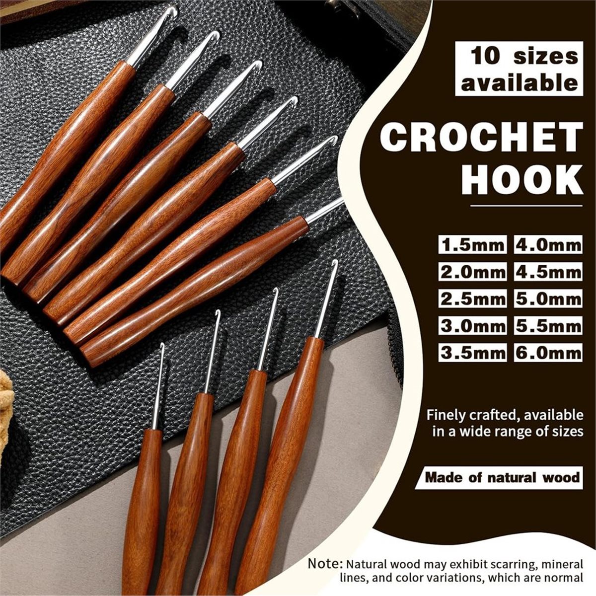 AT16 5本かぎ針セット、5サイズのアルミニウム製人間工学 - Wooden Crochet Hooks Ergonomic Handle のレビューと価格