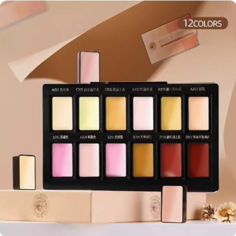 12 色の肌の色固体水彩顔料セット水に簡単に溶けるフィギュア - Watercolor Paint Set Solid Pigment のレビューと価格