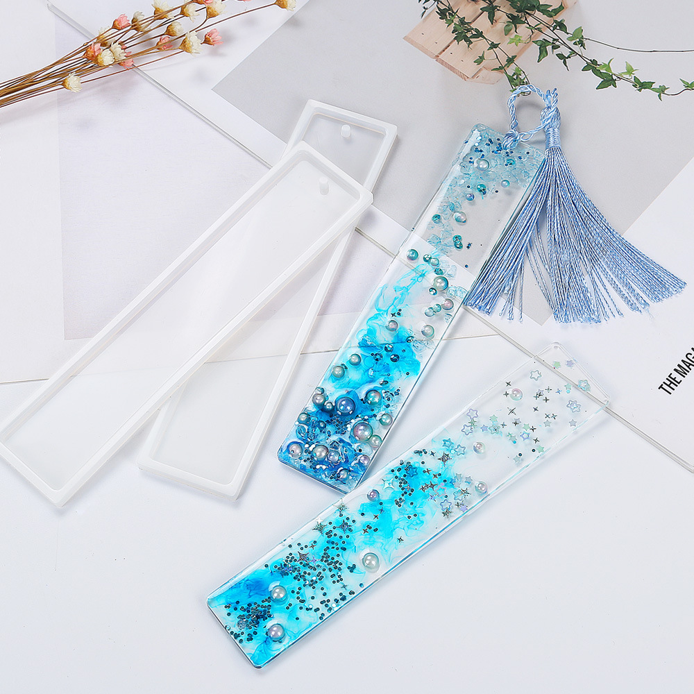 新しい6個/セット長方形シリコンブックマーク型DIYブックマ - Silicone Epoxy Resin Molds Set のレビューと価格