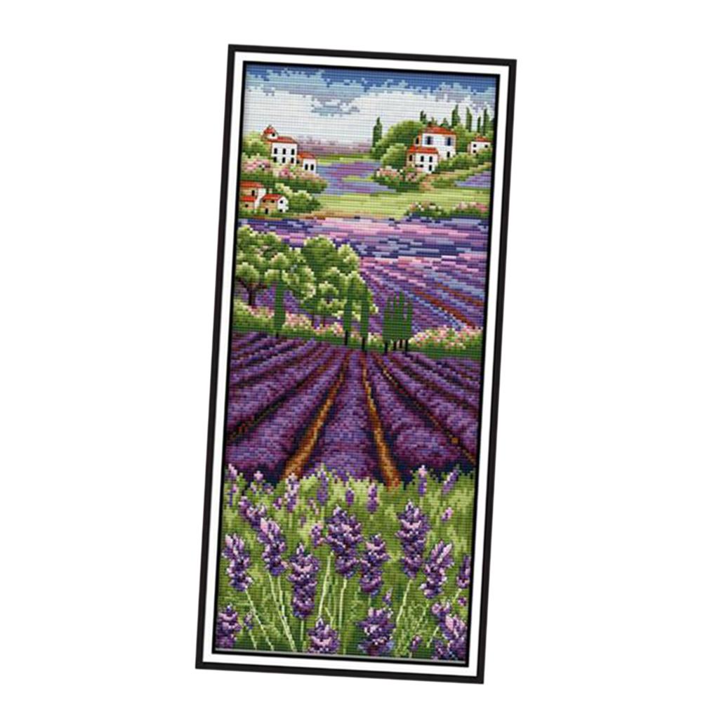 ラベンダーの花スタンプ入りクロスステッチキット、プリプリント - Cross Stitch Stamped Kits Beginners のレビューと価格