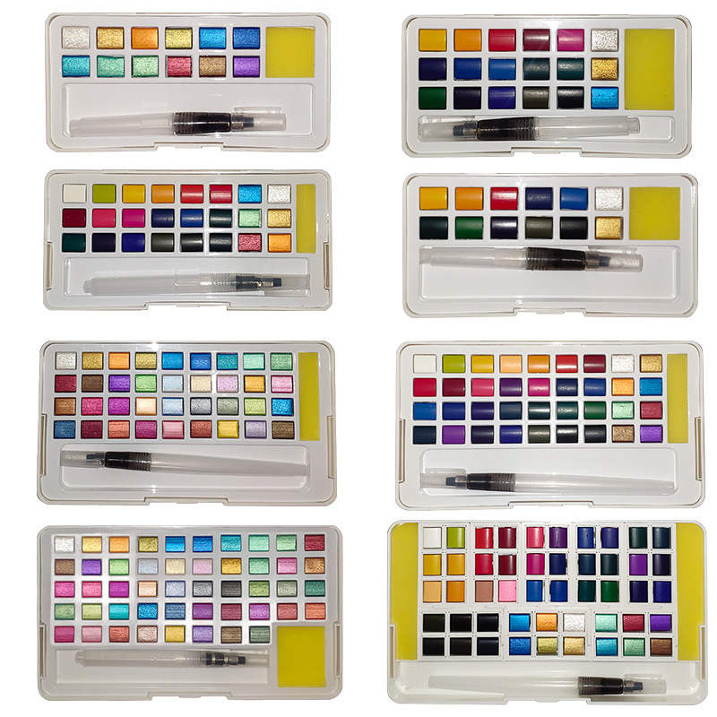 固形水彩絵の具セット グリッター水彩顔料 描画用 アートペイ - Watercolor Paint Set Solid Pigment のレビューと価格