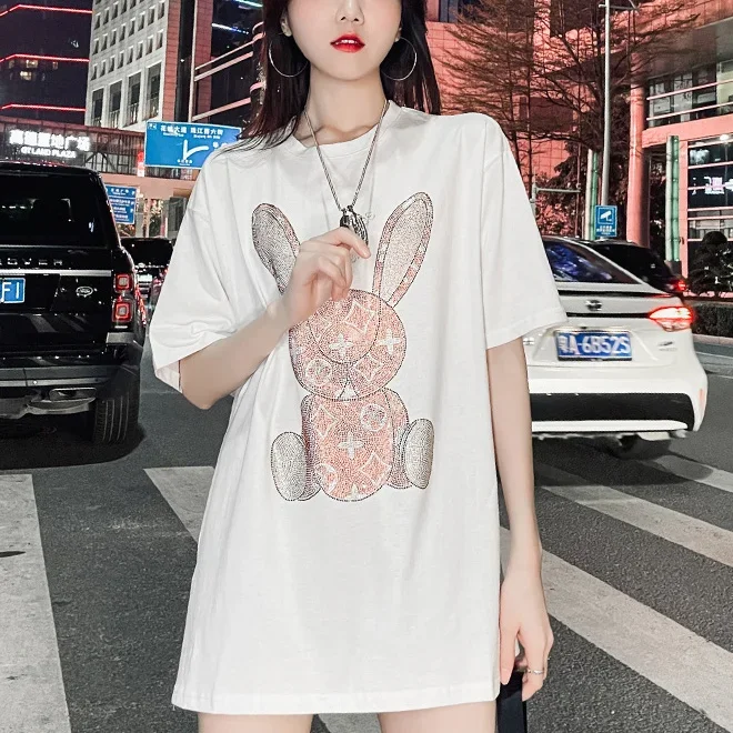 レディースサマーカジュアルTシャツ：ダイヤモンドカートゥーン - Embroidery のレビューと価格