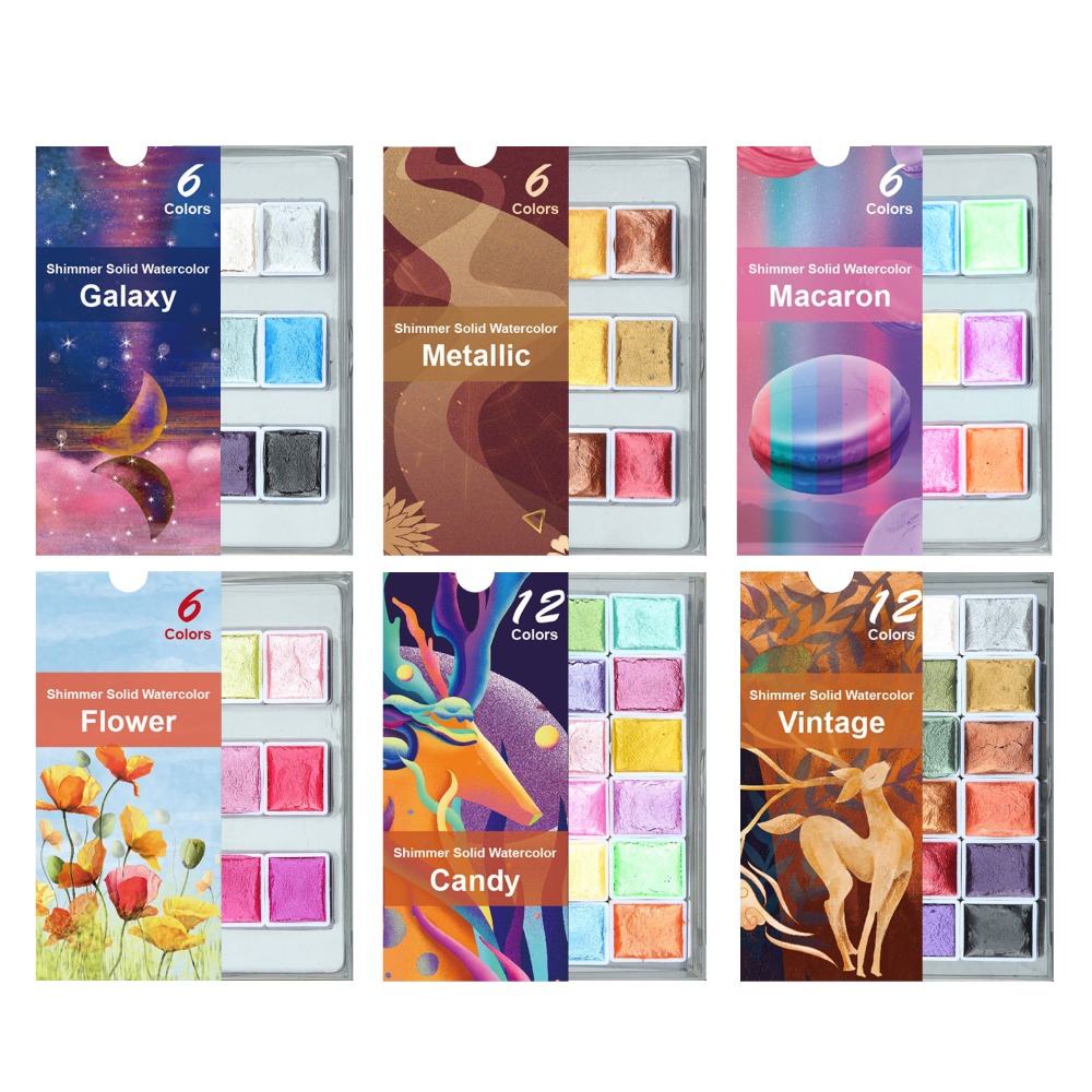 ポータブル固体水彩ペイントセット 6/12 色プラスチックボ - Watercolor Paint Set Solid Pigment のレビューと価格