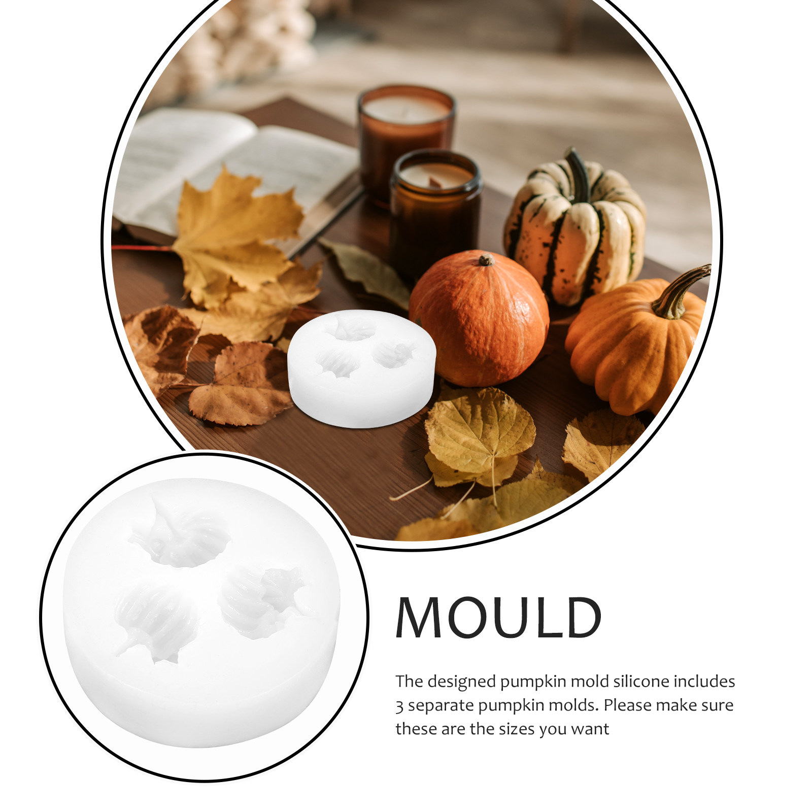3個入り、洗濯可能で柔軟性のあるシリコン製カボチャ型セット。 - Silicone Epoxy Resin Molds Set のレビューと価格