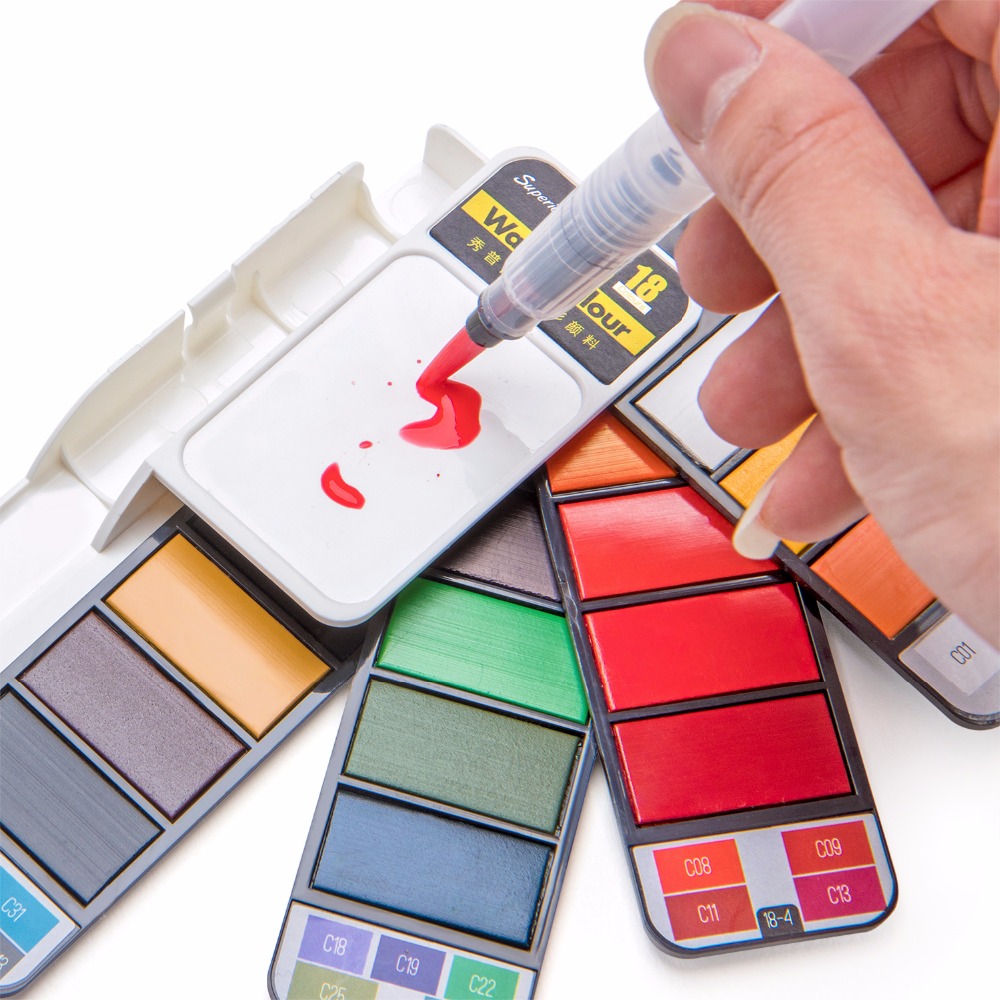 単色水彩画セット,水彩スイベルペイント,水彩ブラシ顔料,画材 - Watercolor Paint Set Solid Pigment のレビューと価格