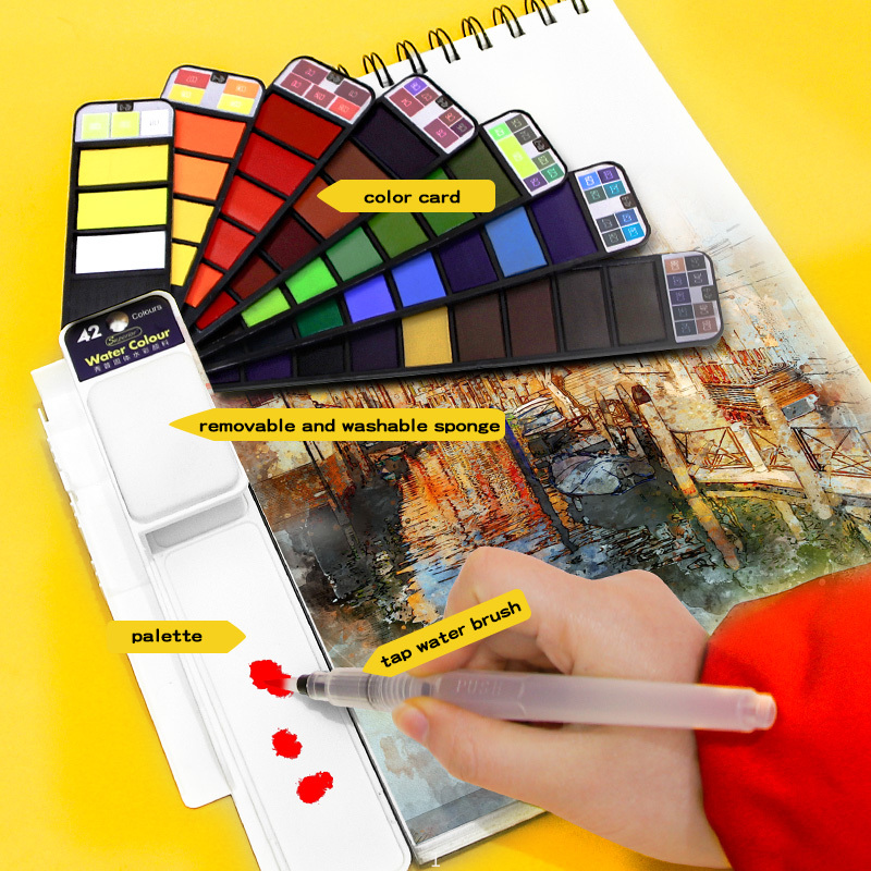 単色水彩画セット,水彩スイベルペイント,水彩ブラシ顔料,画材 - Watercolor Paint Set Solid Pigment のレビューと価格