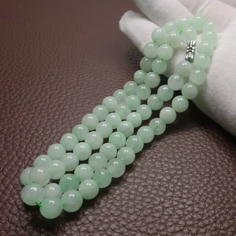 8～10mmの緑色のエメラルドビーズを使用したネックレス。翡 - Beading のレビューと価格