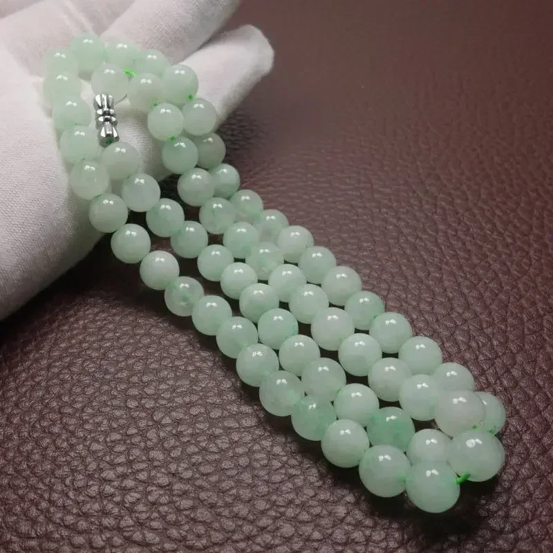 8～10mmの緑色のエメラルドビーズを使用したネックレス。翡 - Beading のレビューと価格