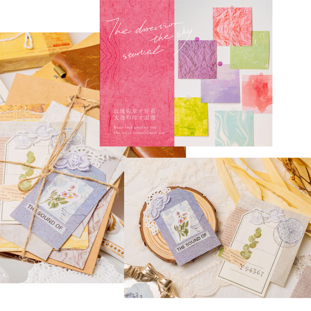 100 個カラフルなテクスチャ背景クラフト紙ジャンクジャーナ - Vintage Junk Journal Scrapbooking Paper のレビューと価格