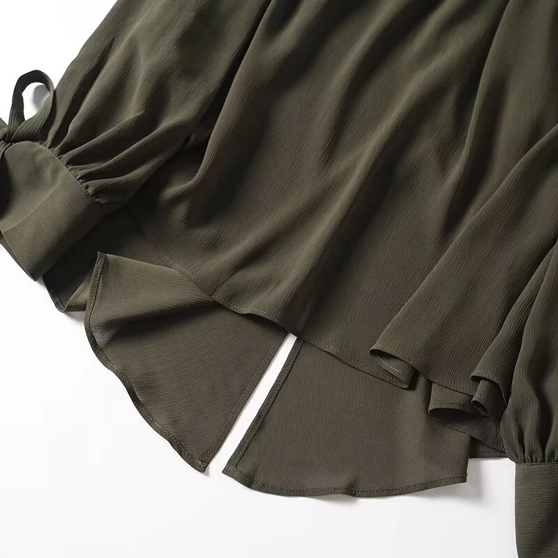 2025年フランス風レディースシャツ ダークグリーン ルーズ - Embroidery のレビューと価格