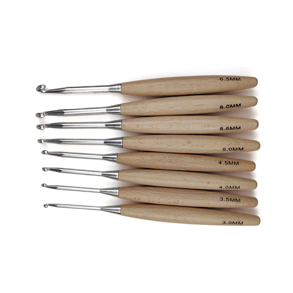 8 個の木製かぎ針編みフック 16.5 センチメートル 3. - Wooden Crochet Hooks Ergonomic Handle のレビューと価格
