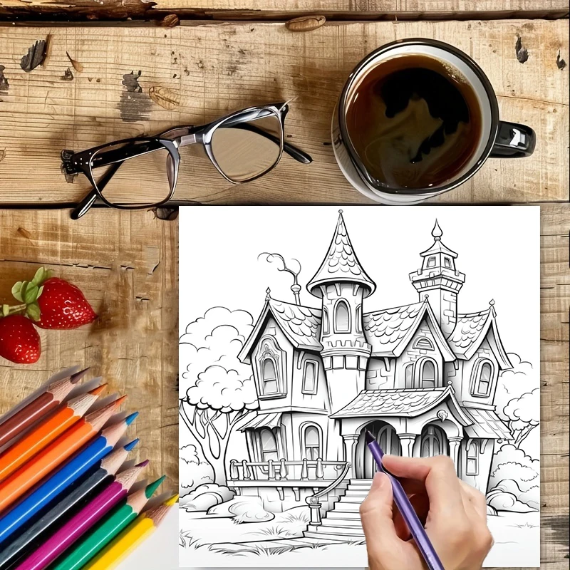 大人向けお化け屋敷塗り絵ブック、ストレス解消のための不気味な - Painting Supplies のレビューと価格