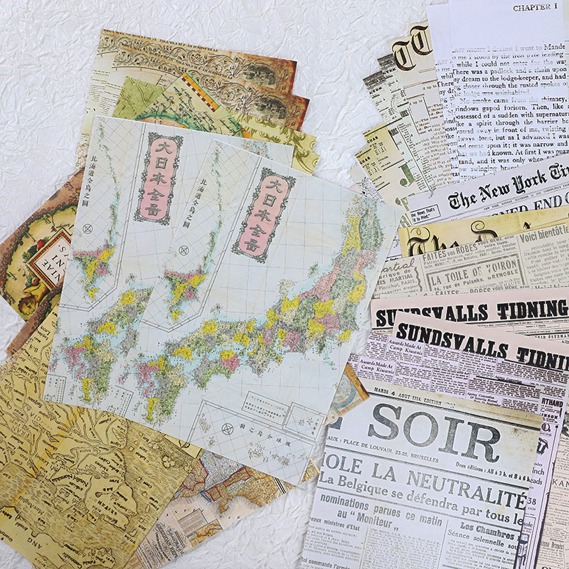 30 個古い地図花文字音楽ページ背景素材紙ジャンクジャーナル - Vintage Junk Journal Scrapbooking Paper のレビューと価格