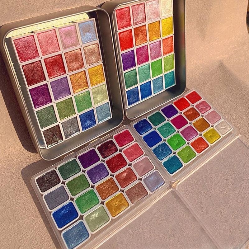 真珠光沢のある塗料ポータブル 20 色固体水彩アート水彩セッ - Watercolor Paint Set Solid Pigment のレビューと価格