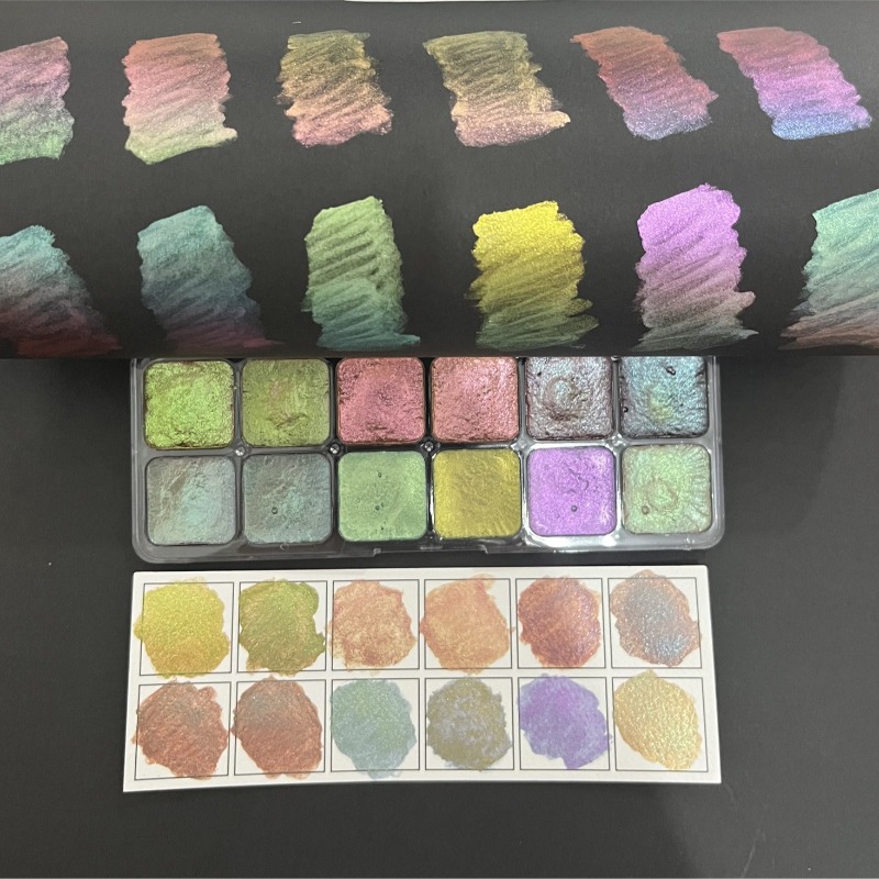 カメレオンソリッド水彩絵具、ソリッドパール光沢水彩顔料、メタ - Watercolor Paint Set Solid Pigment のレビューと価格