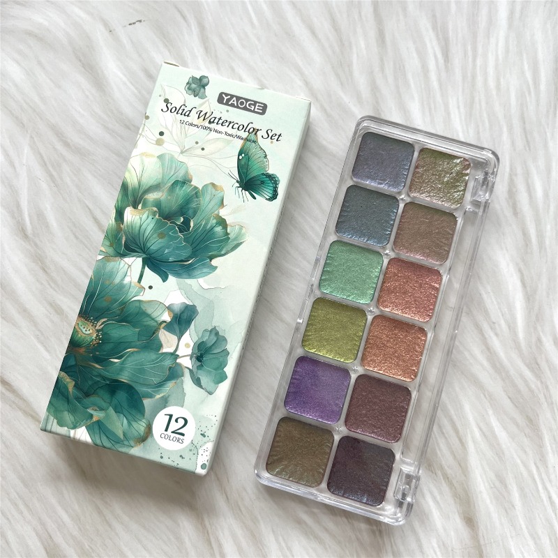 カメレオンソリッド水彩絵具、ソリッドパール光沢水彩顔料、メタ - Watercolor Paint Set Solid Pigment のレビューと価格