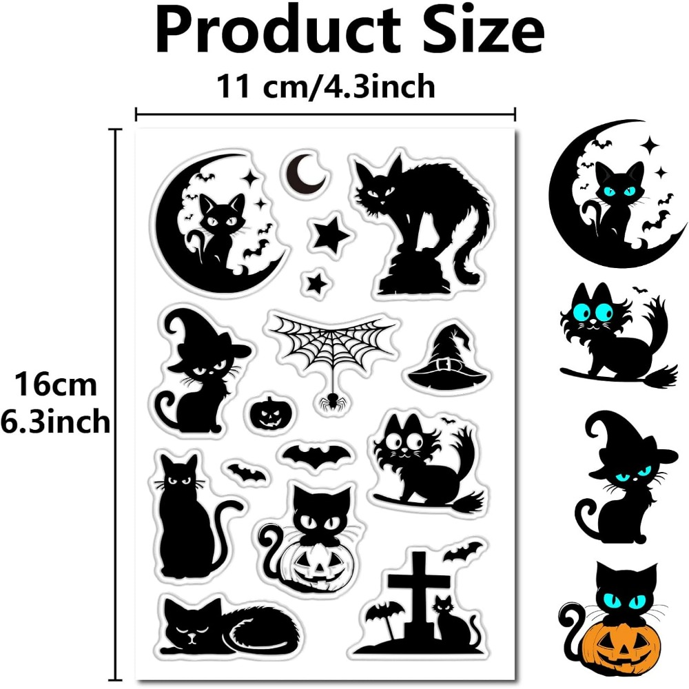 ハロウィン黒猫クリアゴムスタンプカボチャコウモリ墓石魔女帽子 - Clear Silicone Stamps For Card Making のレビューと価格