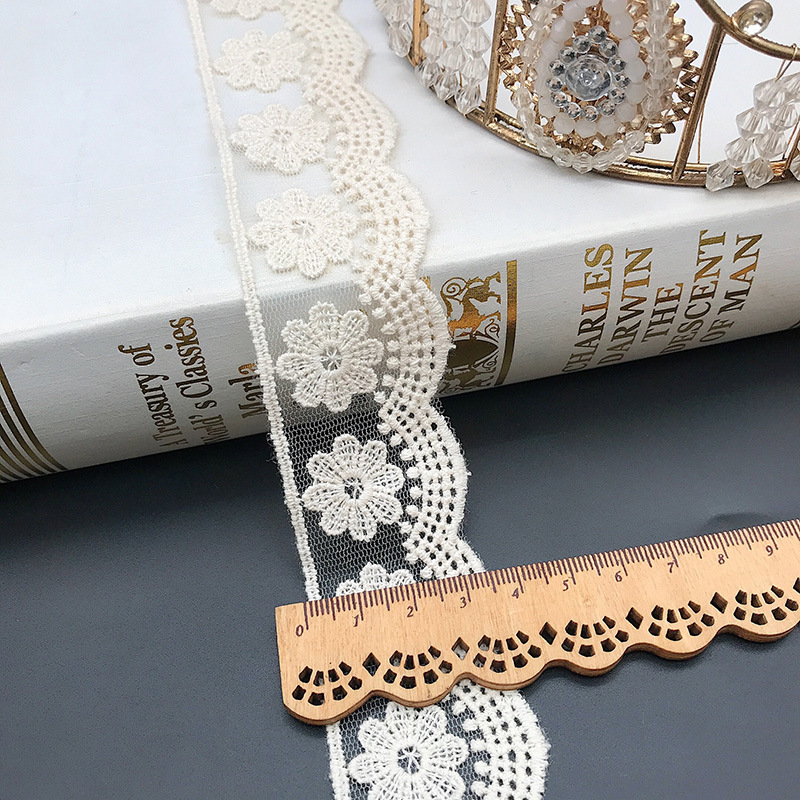 3 ヤード/ロット刺繍ホワイトベージュ綿糸チュールレース生地 - Cotton Embroidery Thread Skeins のレビューと価格