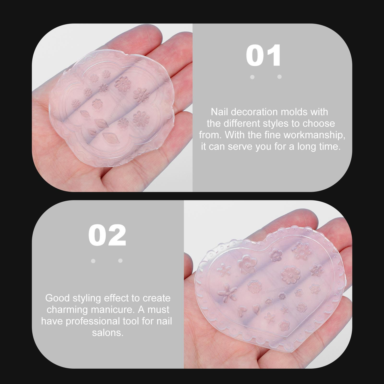 3個入り再利用可能なネイルアートシリコンモールドセット マニ - Silicone Epoxy Resin Molds Set のレビューと価格