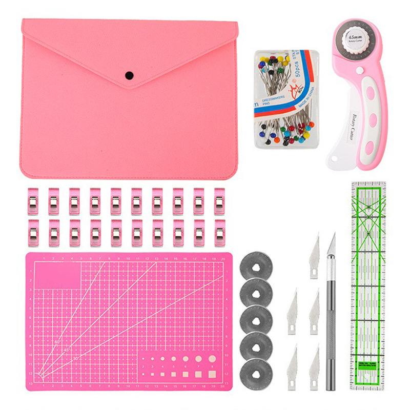 ロータリーカッターセット、ピンクのキルティングキットに布カッ - Rotary Cutter For Fabric 45Mm のレビューと価格
